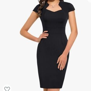 Nylon Bodycon Black Pencil Dress Vintage‎ 50-60s style SZ XL